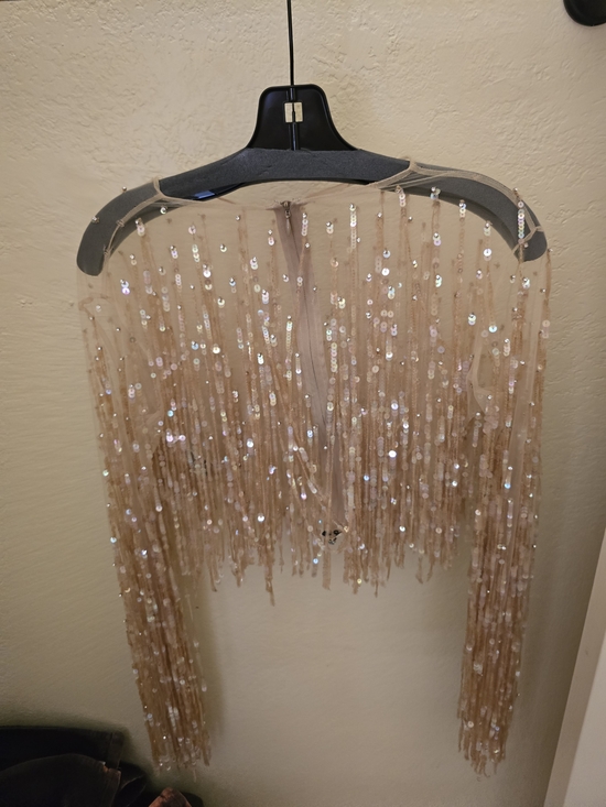 Lapointe Jackets & Blazers - Sequin Fringe Hair Shawl in Nude Pink